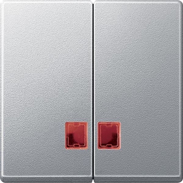 Schneider Electric MTN3456-0460 MERTEN КЛАВИША двойная с красным прямоуг.окошком д/свет.индикации, АЛЮМИНИЙ, SM
