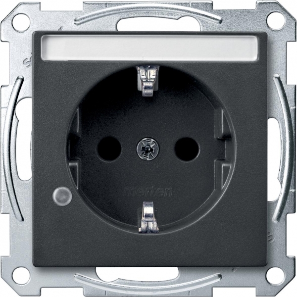 Schneider Electric MTN2303-0414 MERTEN МЕХАНИЗМ розетки с полем д/надписи и индикацией АНТРАЦИТ, QF SM