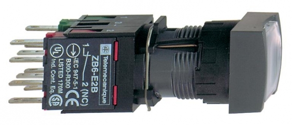 Schneider Electric XB6CW1B1B КНОПКА 16ММ 12-24В БЕЛАЯ КВ. С ПОДСВ. XB6CW1B1B