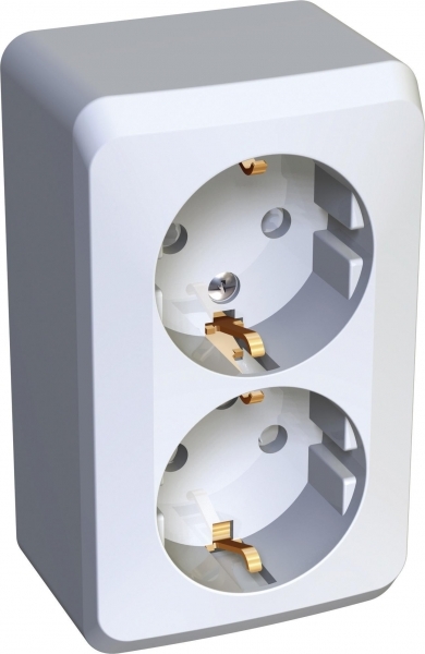 Systeme Electric PA16-008B ЭТЮД О/У двойная РОЗЕТКА с заземлением со шторками 16А 250B, БЕЛЫЙ, Россия