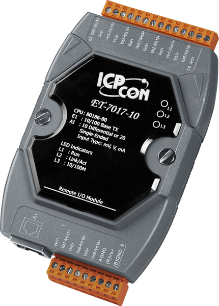 ICP DAS Модуль ET-7017-10 CR Ethernet I/O Module with 10/20-ch AI (RoHS)