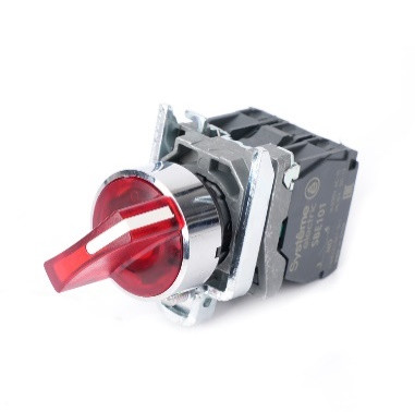 Systeme Electric SB4BK134M5 Пер-ль SB4 с подсвет в сборе 22мм 3поз красн с фикс металл 230ВАС 1НО+1НЗ
