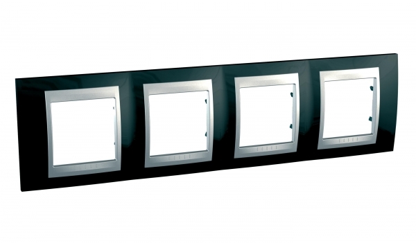 Schneider Electric MGU66.008.093 UNICA TOP РАМКА 4-постовая, горизонтальная, АЛЮМИНИЙ/РОДИЙ