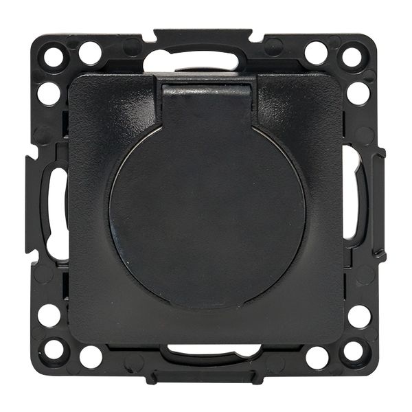 EKF EZR16-028-10-44 Стокгольм Механизм Розетки 1-местной с/з 16А автоматические клеммы черный с крышкой и защ. штор. IP44 EKF PROxima