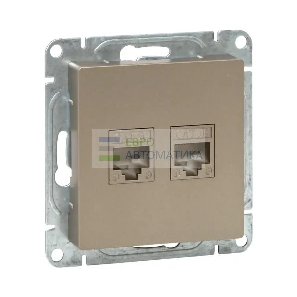 EKF UP1-SOC-2RJ45-5 Механизм розетки RJ45 - 2шт, (cat5), шампань Эпика EKF