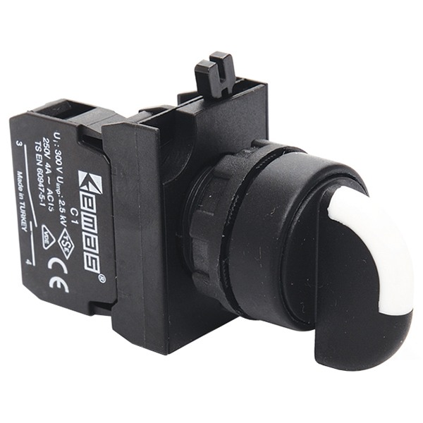 Переключатель 0-1 с фиксацией (1НО) с LED красный (100-250В DC)