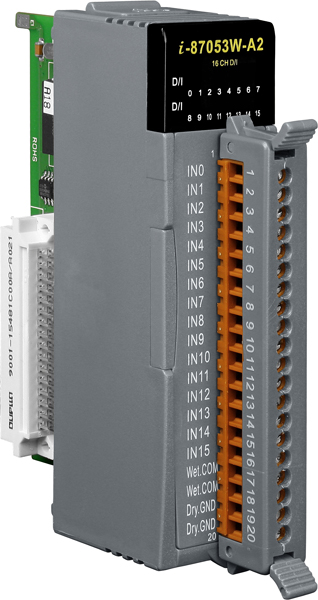 ICP DAS Модуль I-87053W-A2-G CR 16-channel Isolated Digital Input Module with 16-bit Counters (Gray Cover) (RoHS)