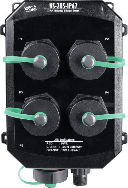 ICP DAS Коммутатор NS-205-IP67 CR Unmanaged 5-Port Industrial Ethernet Switch with IP67 casing