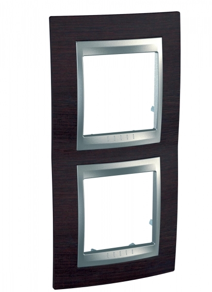 Schneider Electric MGU66.004V.0M3 UNICA TOP РАМКА 2-постовая, вертикальная, АЛЮМИНИЙ/ВЕНГЕ