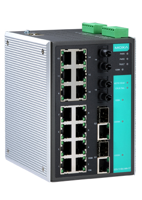 MOXA Коммутатор EDS-518A-MM-ST Ethernet switch 16 10/100 BaseTx, 2 100 BaseFx multi mode, ST