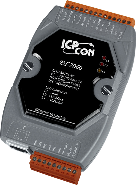 ICP DAS Модуль ET-7060 CR Ethernet I/O Module with 6-ch Relay Output and 6-ch DI (RoHS)