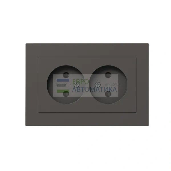 EKF UP1-SOM-201 Механизм розетки двойной, 16А, без заземления, со шторками, с рамкой, мокко Эпика EKF