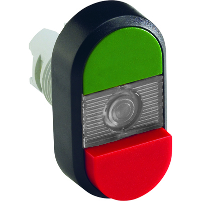 ABB 1SFA611143R1108 Кнопка двойная MPD14-11С (зеленая/красная-выступающая) прозрачная линза с текстом (ON/OFF)