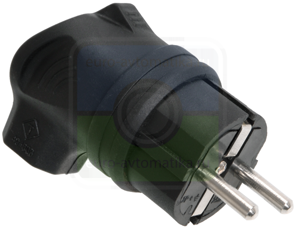 ОМЕГА Вилка угловая каучук 16А 2Р+E IР44 (PKR01-U-016-2-K02)