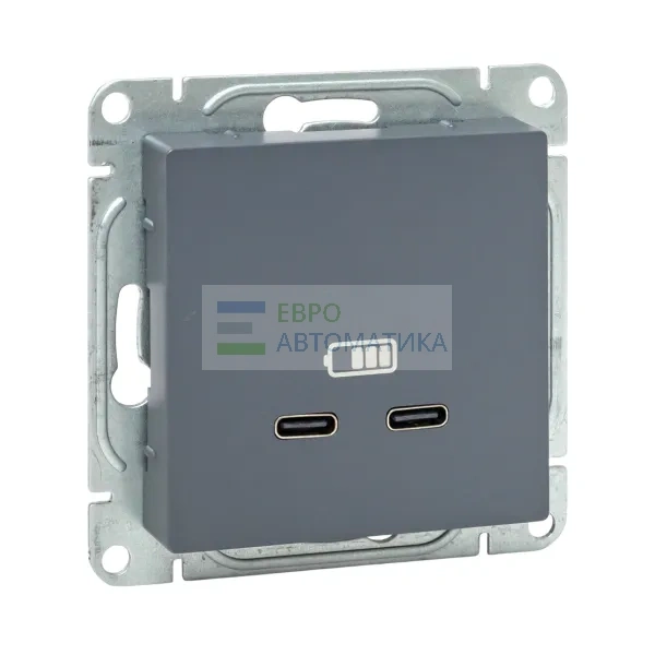 EKF UP1-SOG-2USBC Механизм розетки USB-C - 2шт, графит Эпика EKF