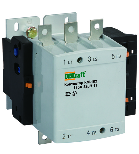 Dekraft 22155DEK Контактор 185А 380В АС3 1НО+1НЗ КМ-103 Dekraft