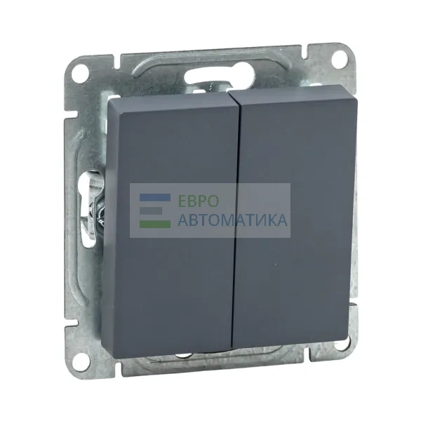 EKF UP1-SWG-21 Механизм выключателя, двухклавишный, проходной, графит Эпика EKF