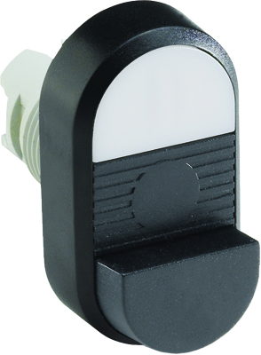 ABB 1SFA611146R1106 Кнопка двойная MPD17-11B (белая/черная-выступающая) непрозрачная черная-выступающая линза с текстом (I/O)