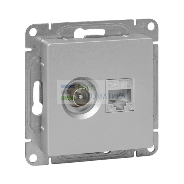 EKF UP1-SOA-TV+RJ Механизм розетки TV+RJ45 (cat5), алюминий Эпика EKF
