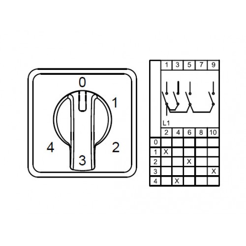 KLEMSAN 800265 CS040109M; Многоступенчатые переключатели - 1 полюс; 0-4 40 A 60°