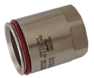 DKC EX6112-A20 Взрывозащищенная Ex e муфта труба-коробка с внутренней резьбой. DT 20 мм. M20x1,5. Никелированная ла