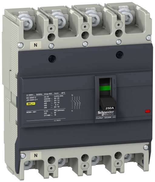 Schneider Electric EZC250N4225 4П3Т АВТ. ВЫКЛ. EZC250 25KA/415В 225 A