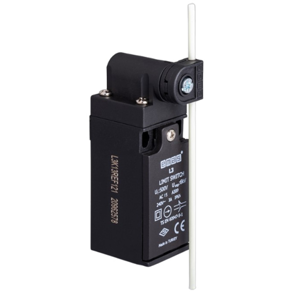 L3K13REF121 Выключатель концевой быстрого переключения угловой 2-направленный с пластмассовой консолью и регулируемым рычагом (1НО+1НЗ)