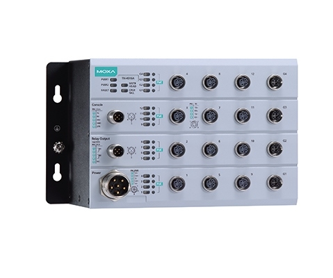 MOXA Коммутатор TN-4516A-12PoE-4GPoE-WV-T L2 Managed Ethernet switch, 12 * 10/100BaseT(X) with 802.3at PoE+ and 4 * 10/100/1000 Base-T(X) with 802.3at PoE+ M12 connectors, power input 24 - 110 VDC, t: -40/75
