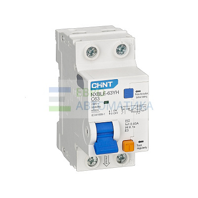 CHINT 515335 АВДТ NXBLE-63YH 1P+N D20 100мА тип AC 6кА, электронный (R)