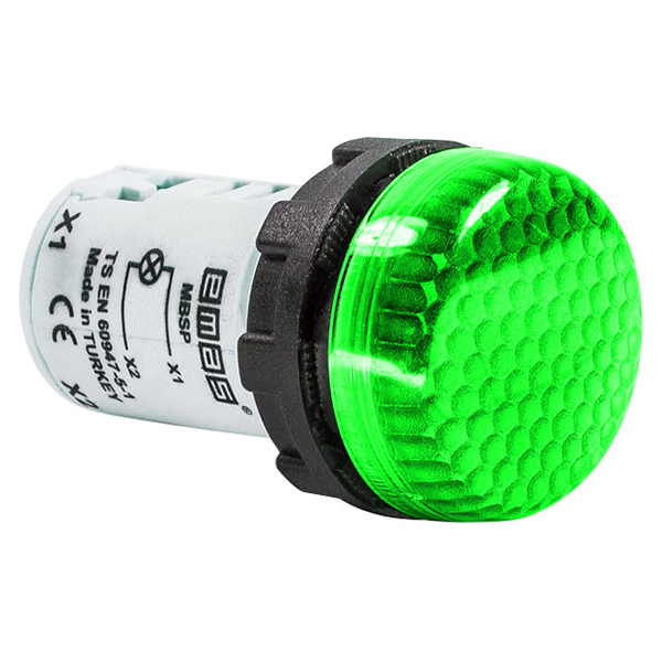 Арматура сигнальная моноблочная 24 В зелёная с ячеистой линзой