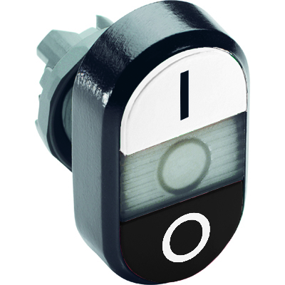 ABB 1SFA611135R1108 Кнопка двойная MPD6-11С (белая/черная) прозрачная линза с текстом (I/O)