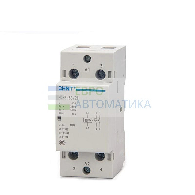 CHINT 256211 Контактор модульный NCH8-63/02 63A 2НЗ AC220/230В 50Гц (R)