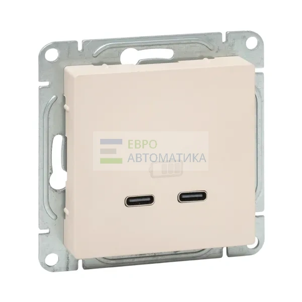 EKF UP1-SOI-2USBC Механизм розетки USB-C - 2шт, кремовый Эпика EKF