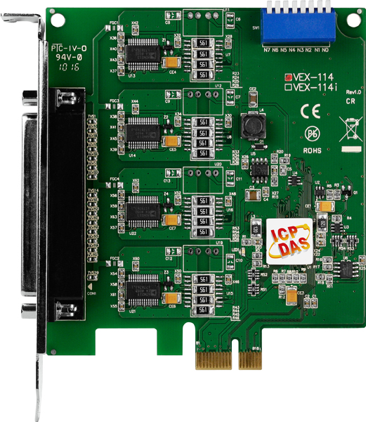 ICP DAS Плата VEX-114 CR PCI Express, Serial Communication Board with 4 RS-232 ports (RoHS). Includes One CA-4002 C