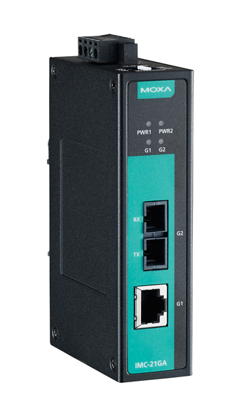 MOXA Конвертер IMC-21GA-SX-SC-T Industrial Gigabit Media Converter, Multi-Mode 0.5km, SC, t: -40/75