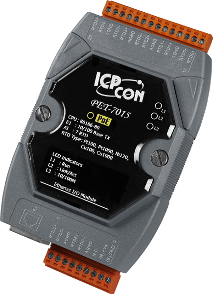 ICP DAS Модуль PET-7015 CR 7-channel RTD Input Module with 3-wire RTD lead resistance elimination PoE Module (RoHS)