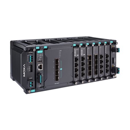 MOXA Коммутатор MDS-G4028-4XGS-T Layer 2 full Gigabit modular managed Ethernet switch with 4 fixed 10GbE SFP+ slots, 6 slots for optional 4-port GE/FE modules, 2 slots for isolated power modules, up to 24 Gigabit Ethernet ports, t: -40/75