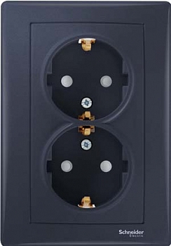 Schneider Electric SDN3000770 SEDNA РОЗЕТКА двойная, с зазем. конт., с защит. шторками, 16А, 250В, ГРАФИТ