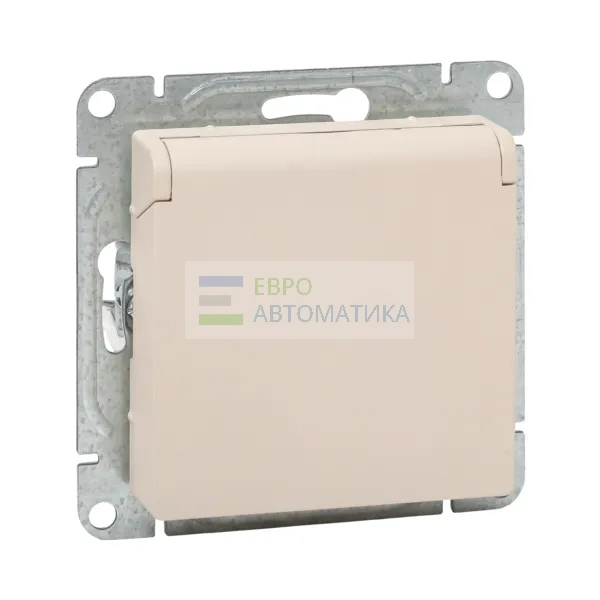 EKF UP1-SOI-111-44 Механизм розетки, 16А, IP44, с заземлением, со шторками, c крышкой, кремовый Эпика EKF