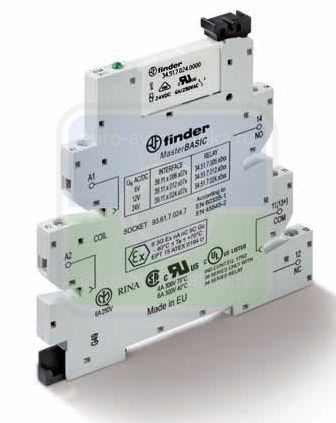 391100240073 - Интерфейсный модуль (сборка 34.51.7.024.0000 + 93.61.0.024.7), электромеханическое реле, серия MasterBASIC; 1CO 6A; контакты AgNi; питание 24В AC/DC; категория защиты IP20; винтовые клеммы; версия  ATEX