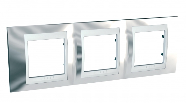Schneider Electric MGU66.006.810 UNICA ХАМЕЛЕОН РАМКА 3-постовая, горизонтальная, БЕЛЫЙ/ СЕРЕБРО