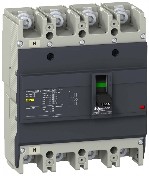 Schneider Electric EZC250H4200 4П3Т АВТ. ВЫКЛ. EZC250 36KA/415В 200 A