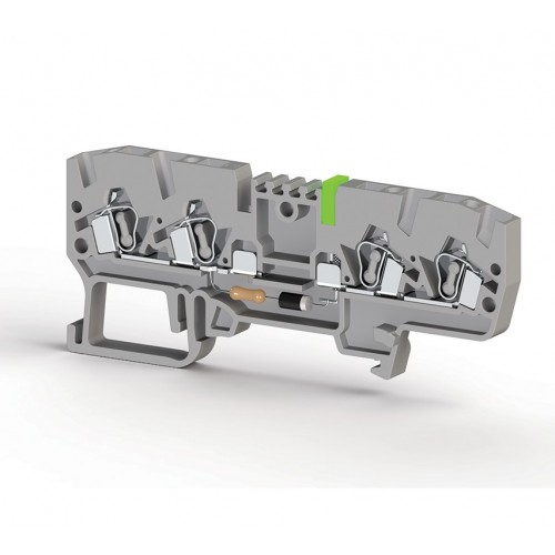KLEMSAN 326329 Клеммник пружинный 4-х выводной, с индикацией 24 VDC, 2,5 мм.кв., (серый); YBK 2,5 CLD 24VDC