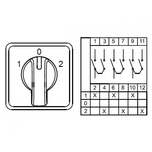 KLEMSAN 800130 CS010053S; Трехпозиционные Переключатели  (1-0-2) ; 3 FAZ 10 A 60°