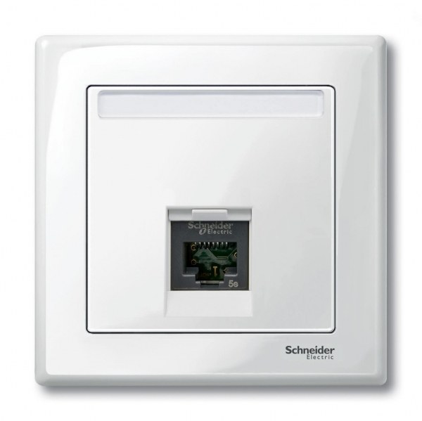 Schneider Electric MTN469819 MERTEN ЦЕНТР.ПЛАТА для розетки SE RJ45 1пост, ПОЛ.БЕЛЫЙ,SM