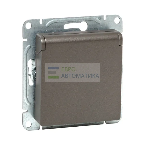 EKF UP1-SOM-111-44 Механизм розетки, 16А, IP44, с заземлением, со шторками, c крышкой, мокко Эпика EKF