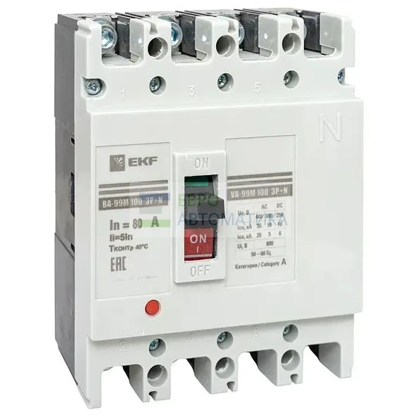 EKF mccb99-63-16m-4P Выключатель автоматический ВА-99М 63/16А 3P+N 25кА EKF PROxima