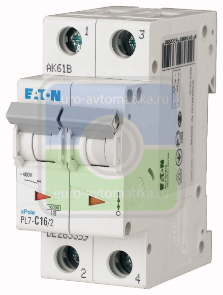 Автоматический выключатель 3А, кривая отключения B, 2 полюс, откл. способность 10 кА (PL7-B3/2)
