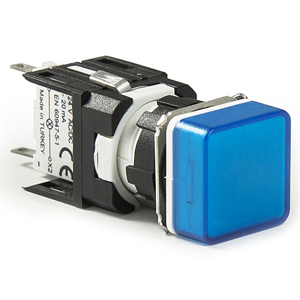 D070KXM Сигнальная арматура 16 мм, квадратная 12-24 AC/DC синяя