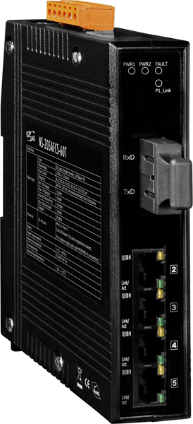 ICP DAS Коммутатор NS-205AFCS-60T CR Single-mode 60 km, SC Connector, 4-port 10/100 Mbps with 1 Fiber port Switch (RoHS)